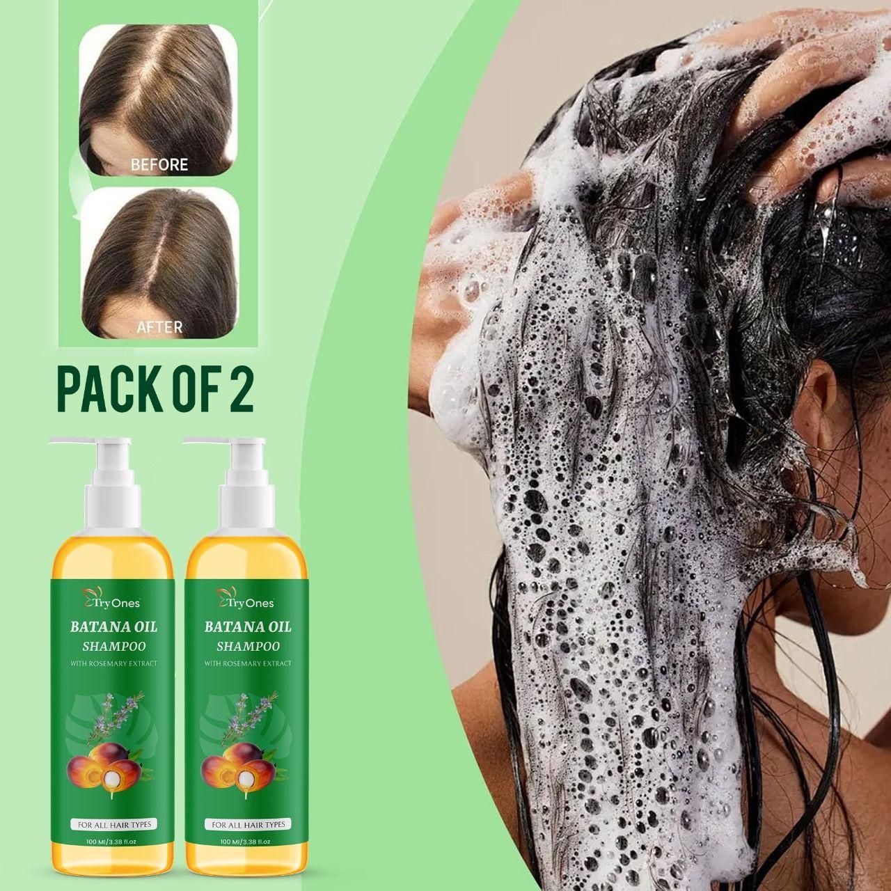 TryOnes BATANA OIL SHAMPOO with Rosemary Extract (Pack of 2)